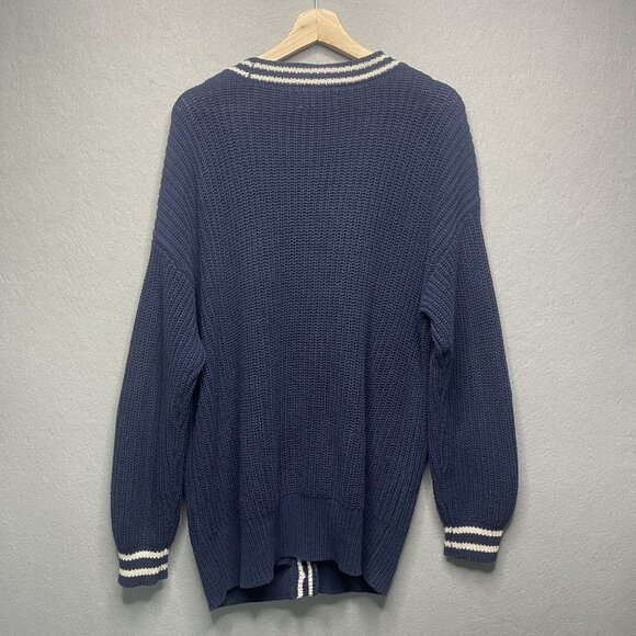 Lucky Brand Textured Varsity Knit Long Sleeves Button-up Cardigan Blue Size XS - Picture 4 of 5